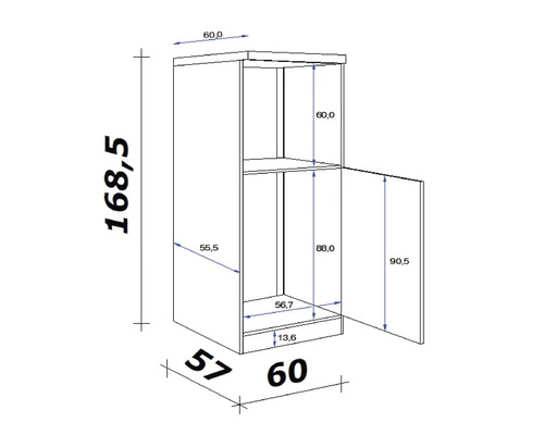 Flex-Well FLEX WELL Ombouwkast Tiago Basaltgrijs 60x60x169 Cm - Afbeelding 2
