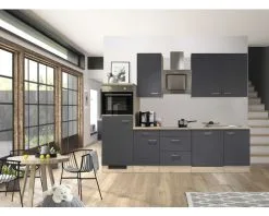 Flex-Well FLEX WELL Keukenblok Met Apparatuur Tiago Basaltgrijs Mat 280x60 Cm