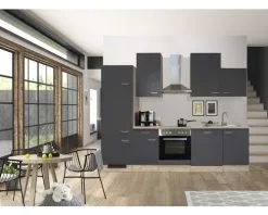 Flex-Well FLEX WELL Keukenblok Met Apparatuur Tiago Basaltgrijs Mat 280x60 Cm