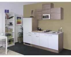 Flex-Well FLEX WELL Keukenblok Met Apparatuur Samoa Wit En Sonoma Eiken Mat 210x60 Cm