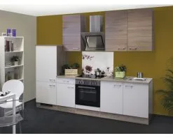 Flex-Well FLEX WELL Keukenblok Met Apparatuur Samoa Wit En Sonoma Eiken Mat 270x60 Cm