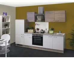 Flex-Well FLEX WELL Keukenblok Met Apparatuur Samoa Wit En Sonoma Eiken Mat 270x60 Cm