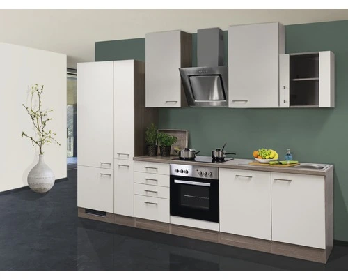 Flex-Well FLEX WELL Keukenblok Met Apparatuur Eico Magnoliawit Mat 310x60 Cm