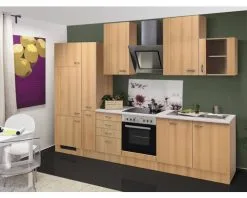 Flex-Well FLEX WELL Keukenblok Met Apparatuur Nano Beuken-decor Mat 310x60 Cm