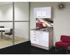 Flex-Well FLEX WELL Minikeuken Met Apparatuur Valero Wit Hoogglans 100x60 Cm