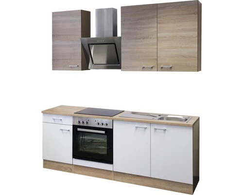 Flex-Well FLEX WELL Keukenblok Met Apparatuur Samoa Wit En Sonoma Eiken Mat 210x60 Cm - Afbeelding 4