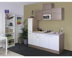 Flex-Well FLEX WELL Minikeuken Met Apparatuur Samoa Wit En Sonoma Eiken Mat 180x60 Cm