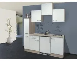 Flex-Well FLEX WELL Minikeuken Met Apparatuur Abaco Parelmoer Glanzend 180x60 Cm