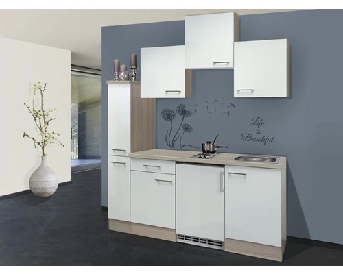 Flex-Well FLEX WELL Minikeuken Met Apparatuur Abaco Parelmoer Glanzend 180x60 Cm