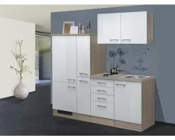 Flex-Well FLEX WELL Minikeuken Met Apparatuur Abaco Parelmoer Glanzend 190x60 Cm