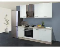 Flex-Well FLEX WELL Keukenblok Met Apparatuur Abaco Parelmoer Glanzend 220x60 Cm