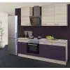 Flex-Well FLEX WELL Keukenblok Met Apparatuur Focus Acacia En Aubergine Mat 220x60 Cm