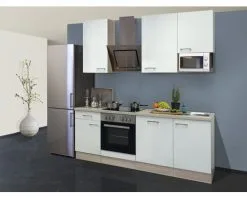 Flex-Well FLEX WELL Keukenblok Met Apparatuur Abaco Parelmoer Glanzend 220x60 Cm