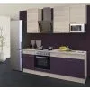 Flex-Well FLEX WELL Keukenblok Met Apparatuur Focus Acacia En Aubergine Mat 220x60 Cm