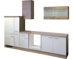 Flex-Well FLEX WELL Keukenblok Zonder Apparatuur Samoa Wit En Sonoma Eiken Mat 300x60 Cm