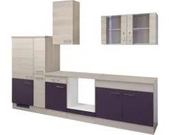 Flex-Well FLEX WELL Keukenblok Zonder Apparatuur Focus Acacia En Aubergine Mat 300x60 Cm