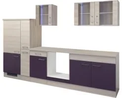 Flex-Well FLEX WELL Keukenblok Zonder Apparatuur Focus Acacia En Aubergine Mat 300x60 Cm