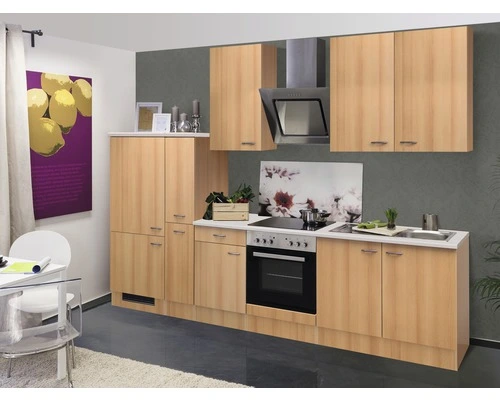 Flex-Well FLEX WELL Keukenblok Met Apparatuur Nano Beuken-decor Mat 300x60 Cm