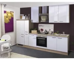 Flex-Well FLEX WELL Keukenblok Met Apparatuur Valero Wit Hoogglans 300x60 Cm