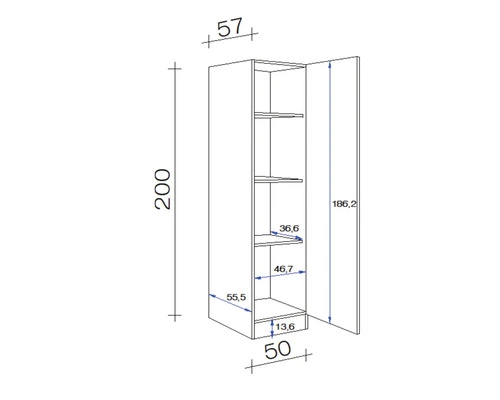 Flex-Well FLEX WELL Hoge Kast Santo Antraciet 50x57x200 Cm - Afbeelding 2