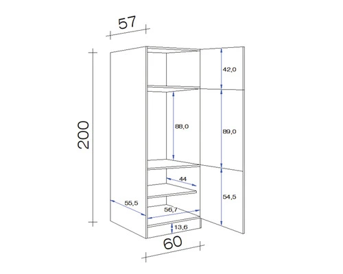 Flex-Well FLEX WELL Ombouwkast Santo Antraciet 60x57x200 Cm - Afbeelding 2