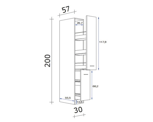 Flex-Well FLEX WELL Apothekerskast Valero 30x200x57 Cm - Afbeelding 2