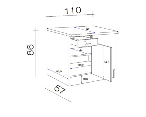 Flex-Well FLEX WELL Hoekonderkast Valero Wit 110x60x86 Cm - Afbeelding 2