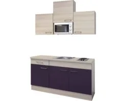 Flex-Well FLEX WELL Minikeuken Met Apparatuur Focus Aubergine En Acacia Mat 150,5x60 Cm