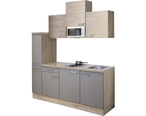 Flex-Well FLEX WELL Minikeuken Met Apparatuur Riva Kwartsiet Cubaniet En San Remo Eiken Licht Mat 180x60 Cm - Afbeelding 2