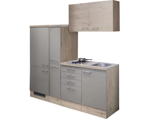 Flex-Well FLEX WELL Minikeuken Met Apparatuur Riva Kwartsiet Cubaniet En San Remo Eiken Licht Mat 190x60 Cm - Afbeelding 3