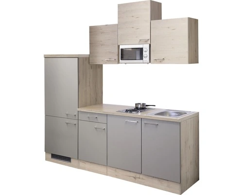 Flex-Well FLEX WELL Keukenblok Met Apparatuur Riva Kwartsiet Cubaniet En San Remo Eiken Licht Mat 210x60 Cm - Afbeelding 4