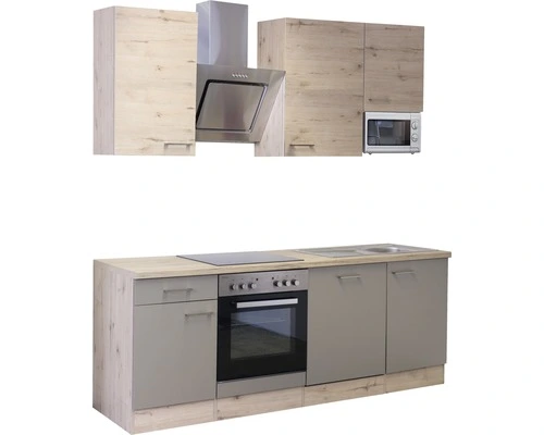 Flex-Well FLEX WELL Keukenblok Met Apparatuur Riva Kwartsiet Cubaniet En San Remo Eiken Licht Mat 220x60 Cm - Afbeelding 5