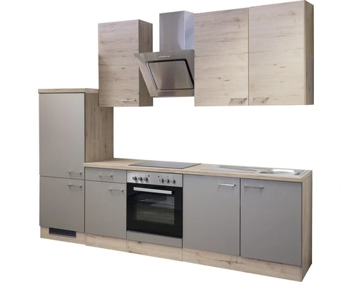 Flex-Well FLEX WELL Keukenblok Met Apparatuur Riva Kwartsiet Cubaniet En San Remo Eiken Licht Mat 270x60 Cm - Afbeelding 5