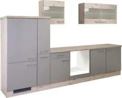 Flex-Well FLEX WELL Keukenblok Zonder Apparatuur Riva Kwartsiet Cubaniet En San Remo Eiken Licht Mat 300x60 Cm