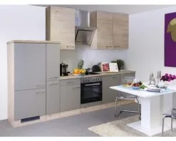 Flex-Well FLEX WELL Keukenblok Met Apparatuur Riva Kwartsiet Cubaniet En San Remo Eiken Licht Mat 300x60 Cm