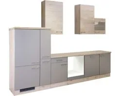 Flex-Well FLEX WELL Keukenblok Zonder Apparatuur Riva Kwartsiet Cubaniet En San Remo Eiken Licht Mat 310x60 Cm