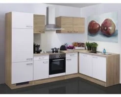 Flex-Well FLEX WELL Hoekkeuken Met Apparatuur Samoa Wit En Sonoma Eiken Mat 280x170 Cm