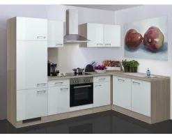 Flex-Well FLEX WELL Hoekkeuken Met Apparatuur Abaco Parelmoer Glanzend 280x170 Cm