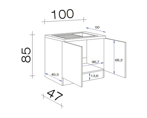 Flex-Well FLEX WELL Spoelbakkast Oslo Sonoma Eiken 100x50x85 Cm - Afbeelding 2