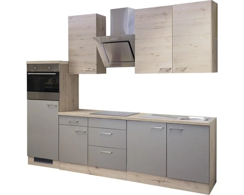 Flex-Well FLEX WELL Keukenblok Met Apparatuur Riva Kwartsiet Cubaniet En San Remo Eiken Licht Mat 270x60 Cm - Afbeelding 6