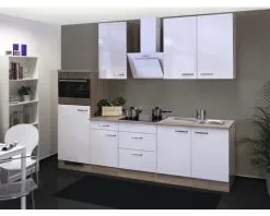 Flex-Well FLEX WELL Keukenblok Met Apparatuur Valero Wit Hoogglans 270x60 Cm