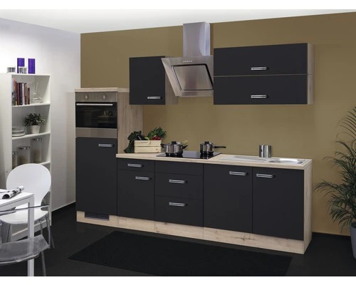 Flex-Well FLEX WELL Keukenblok Met Apparatuur Santo Antraciet Mat 270x60 Cm