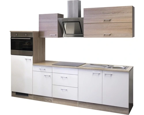 Flex-Well FLEX WELL Keukenblok Met Apparatuur Samoa Wit En Sonoma Eiken Mat 270x60 Cm - Afbeelding 6