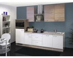 Flex-Well FLEX WELL Keukenblok Met Apparatuur Samoa Wit En Sonoma Eiken Mat 280x60 Cm