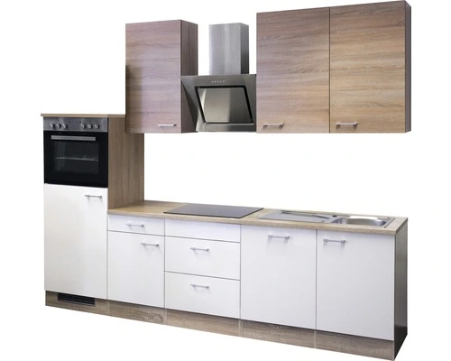 Flex-Well FLEX WELL Keukenblok Met Apparatuur Samoa Wit En Sonoma Eiken Mat 280x60 Cm - Afbeelding 8