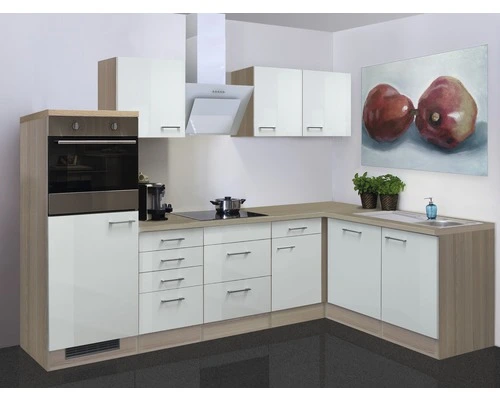 Flex-Well FLEX WELL Hoekkeuken Met Apparatuur Abaco Parelmoer Glanzend 280x170 Cm