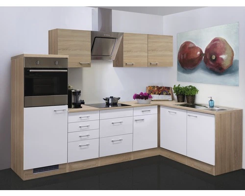 Flex-Well FLEX WELL Hoekkeuken Met Apparatuur Samoa Wit Sonoma Eiken Mat 280x170 Cm