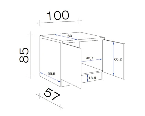 Flex-Well FLEX WELL Onderkast Tiago Basaltgrijs 100x60x85 Cm - Afbeelding 2
