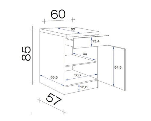Flex-Well FLEX WELL Onderkast Samoa Murano Wit 60x60x85 Cm - Afbeelding 2