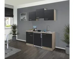 Flex-Well FLEX WELL Minikeuken Met Apparatuur Santo Antraciet Mat 150,5x60 Cm